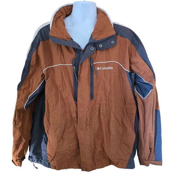 Columbia Mens XL Interchange Jacket Rust & Gray Waterproof Outdoor Coat - Picture 1 of 9